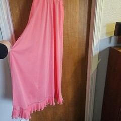 Vtg Luxite Peignoir Lingerie Set Coral pink Chiffon Nylon french lace S/M 1950s