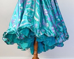 Vintage STUDIBAKER HAWK hand screen printed dress – aqua/blue – size 10 – c1980s
