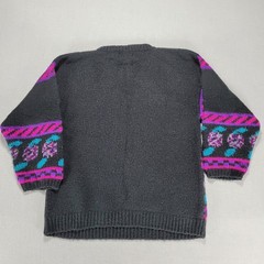Vintage Carducci Floral Sweater Women Large Retro Abstract Acrylic Black Grandma