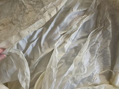 Vintage Ivory Union Label Wedding Dress With Juliette Cap Veil Ecru Lace Size 8