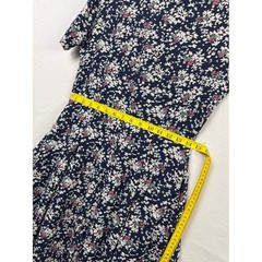Vintage Y2k Esprit Floral Button Front Dress Womens 9/10 Navy Blue Rayon