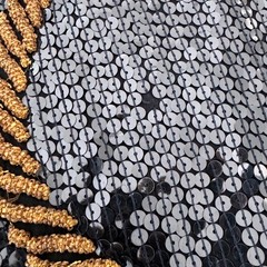 Vintage Stenay 1980s Sequin Black Mini Dress With Gold Beaded Rope Design Silk S