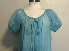 Eye Ful by the Flaums Vintage Nylon Chiffon Robe Turquoise sz S Lingerie Lace S
