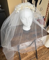Vintage Renaissance 70’s Victorian Edwardian Wedding Dress Train Size 2/4P +VEIL
