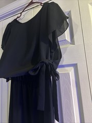 Vintage Lorac Original Black Layered Flowy Dress Size 14 1/2 Polyester