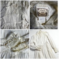 Vintage Gunne Sax off White cotton Lace Prairie wedding victorian Maxi Boho Sz 3