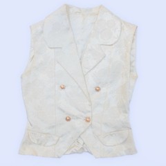 Ivory Vintage Handmade Floral Jacquard Vest Blouse