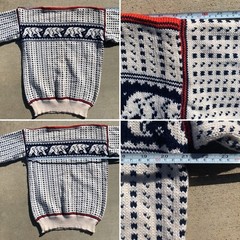 Vintage Wool Sweater Bears Polar Bear Boat Neck 22 inches Pit To Pit