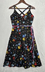 Vintage 60s Lanz Originals Black Floral Sundress Dress Sz 4 XS Pinup Rockabilly