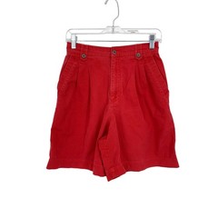 Vintage 90s Lizsport Shorts Womens 26″ Pleated Front Red High Rise