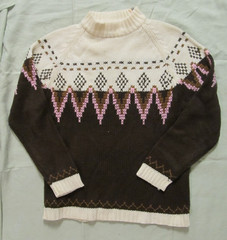 Vintage 1970’s Carson Pirie Scott & Co. brown, cream & pink ski sweater