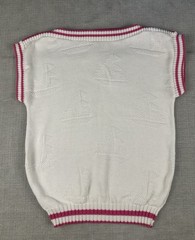 Vintage Jantzen Sweater Vest Women’s Small Pink White Sailboat 80s Prep Classic