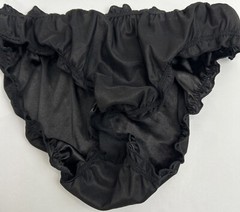 Glossy Butter Second Skin Satin Bikini Panties Sissy Wet Look Silky Ruffles M/L