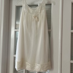 Vintage-style nightgown cream-colored nylon & chiffon peignoir slip from 1960s