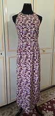 VNTG y2k Column Dress in Funky Print~ Sleeveless, Slinky, Sheath, Sundress ~ SM