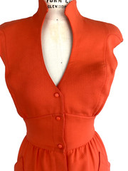 RARE Vintage 1980’S Thierry Mugler Orange Pique Cotton corseted dress – 38
