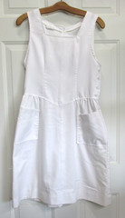 Vtg Nurse Uniform Smock Apron Dress White Sleeveless Halloween Horror Cosplay