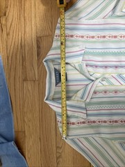 Vintage 1980s Women’s Size Small Koret Button Down Striped Blouse W/ Embroidery