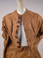 CIVIL WAR 1860’S SILK DRESS W EPAULETS + RIBBON TRIM