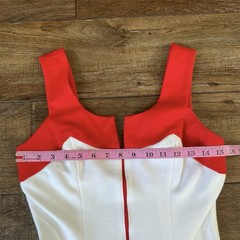 VINTAGE Riha Santa Barbara Tennis Dress Red White Zip Size 9/10 Colorblock #1602