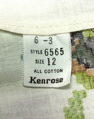 Vintage 60s Kenrose 2 Pc White/Green Floral Sleeveless Cotton Day Dress XS/SM