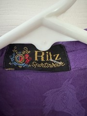 Vintage Ritz Silk Purple Blouse Equestrian Horse Cowgirl women’s S/M