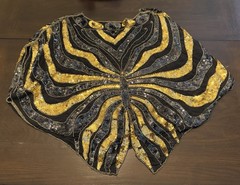 Swee Lo Vintage Hand-Beaded Silk Butterfly Cape Top Size L