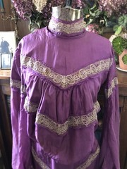 Vintage Antique 1800’s 1900’s Purple Silk? Bodice Bustle Skirt 34-24-46