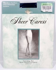 Vtg Worthington Silky Sheer Caress Satiny Control Top Lycra AVERAGE BLACK VELVET