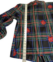Vintage Nicola Blouse Womens 12 Maximalist Tartan Floral Bow Neck Top