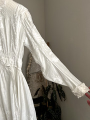 Antique Edwardian Floral Embroidery Pintucking Cotton Lawn Tea Summer Dress