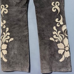 Floral Appliqué Leather Bootcut Pants Brandon Thomas Grey Rodeo Western