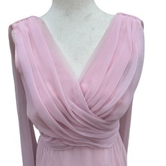 Miss Elliette California Vintage 60s Pink Chiffon Grecian Goddess Maxi Dress XS