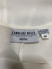 Vintage Dress SIZE 10 LARGE PETITE ivory white short CAROLINE WELLS 80s 90s