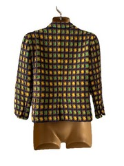 Vtg 90s PRADA Classic Tweed Textured Check Blazer Jacket Virgin Wool 40 Colorful