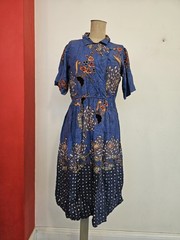Vintage Batik Suryono Asia Indonesia Boho 60s 70s Cotton Dress Hippie Size S-M