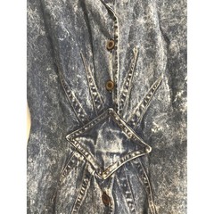 Champagne West Vintage 80s Acid Wash Denim Dress Star Waist Made in USA