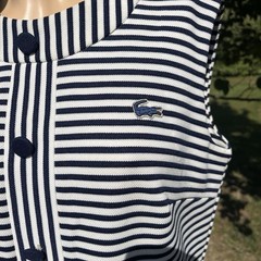 RARE FIND! VINTAGE DAVID CRYSTAL, EARLY LACOSTE DRESS 1960s NAVY BLUE WHITE