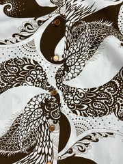 Vintage 70s Pykettes Women’s L Brown White Paisley Short Sleeve Retro Fashion
