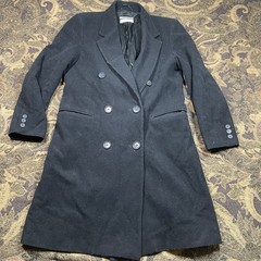Vtg United Colors of Benetton Women’s long Wool Blend Coat Black US Small EU42