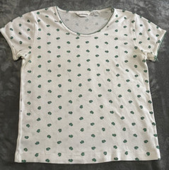 Vintage Hudson’s Women’s Tee Shirt Frog Pattern White and Green Size S
