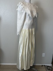VTG 80’s Jessica McClintock Ivory White Wedding Dress Romantic Lace Bow Size S/M