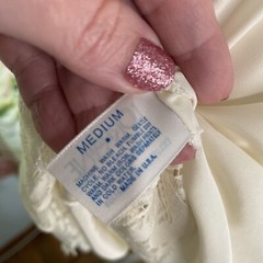 Vtg Lorraine Half Slip Poly Ivory Lace 25 Inch long Medium No Slit Sissy