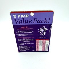 2 Pair JUST MY SIZE 4X Regular Pantyhose OFF BLACK Reinforced Toe 2002 NIB
