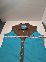 Vintage Panhandle Slim Retro Top, Woman’s Xl, Blue, Snap, Polyester Blend