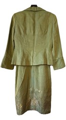 VTG Y2K Nanette Lepore Couture Iridescent Dress&Jacket Set 2 Gold Embroidered