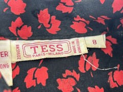 Vintage 80-90s Tess Paris Milano Shoulder Button Blouse Red Leaves Design Size 8