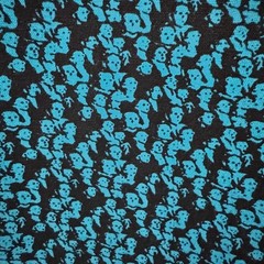 80s vtg ESPRIT SPORT All Over Print AUDIENCE Graphic Jean Skirt DENIM Pencil Blu