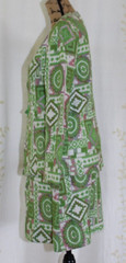Vintage 1960s 1970s Mod Green Red Ivory Tapestry Mini Skirt Jacket Set Women’s S