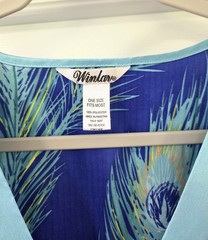 VTG Winlar Peacock Feather Print Satin Kaftan Dress Muumuu One Size Women’s NEW